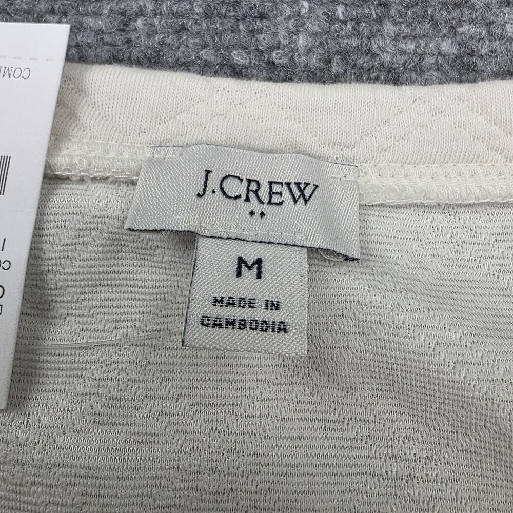 J Crew Sweater Womens Medium Ivory Quilted Pullover Long Sleeve Textured Casual - Picture 2 of 16